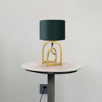 Lampada da Comodino Smethwick con Paralume Cilindrico Verde Scuro - lux.pro