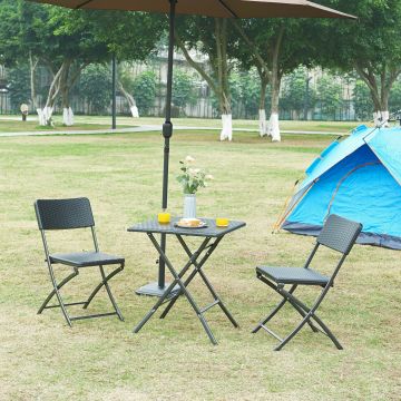 Tavolo da Picnic Mark Pieghevole 61,5 x 61,5 x 73 cm Nero Effetto Rattan pro.tec 