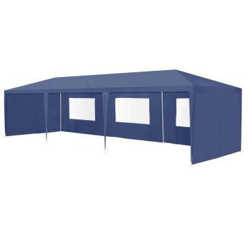 [casa.pro] Gazebo da Giardino 900 x 300 x 255 cm Tenda da Giardino Struttura in Acciaio Pieghevole Impermeabile Blu scuro