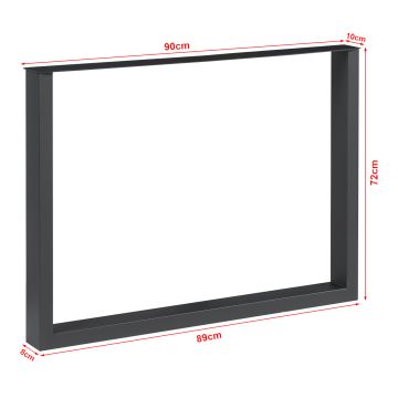 Set di 2 Gambe Rettangolari Makers per Mobili Fai da Te 72 x 90 cm Acciaio Nero [en.casa] 