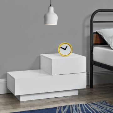 Comodino da Notte a 2 Cassetti 38 x 70 x 35 cm Cassettiera e Portaoggetti Mobile da Divano/Letto Posizione a Destra - Vari Colori