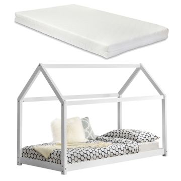 Letto per Bambini con Materasso 200 x 90 cm Forma di Casetta - vari colori [en.casa]