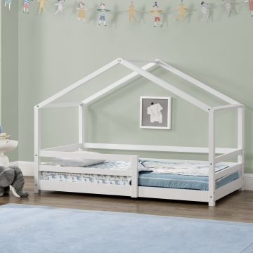 Letto per Cameretta Knätten a Casetta 90 x 200 cm con Sponde - Bianco [en.casa] 