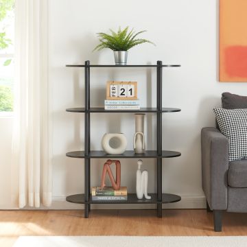 Scaffale da Terra Øvre Libreria con 4 Ripiani - Nero [en.casa]