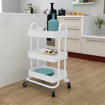 Carrello da Cucina 'Pyhäntä' in Acciaio con 3 Contenitori [en.casa]