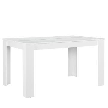 Tavolo da Pranzo con Piano Rettangolare 140 x 90cm Tavolo da Cucina Fino a 6 Posti Postazione di Lavoro Studio Tavolo in MDF - Bianco [en.casa] 