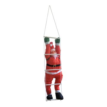 [en.casa] Figura di Babbo Natale Arrampicatore su Scala di Corda, Decorazione Natalizia per Uso Interno/Esterno