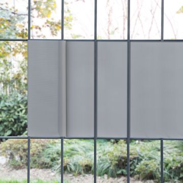 Set di 4 Striscie Frangivista in PVC 'Jesteburg' per Coprire Recinzione di Rete (26,6 m²) Schermatura Protezione Privacy, Frangivento - Grigio chiaro [en.casa]