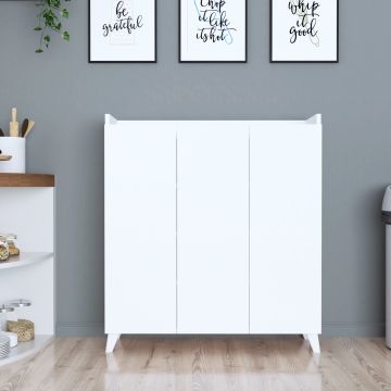 Comò a 3 Ante Credenza Bassa con 8 Scomparti Armadietto Multiuso 103,5 x 90 x 30 cm Piano Superiore con Bordi Laterali - Vari Colori [en.casa] 