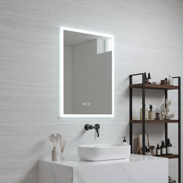 Specchio LED da Parete Scafa Multifunzionale Cornice Bianca 45 x 60 cm pro.tec