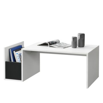 Tavolino da caffè/da Divano con Contenitore Laterale 90 x 45 x 35 cm Tavolo Basso da Salotto/Soggiorno in Forma Rettangolare - Bianco