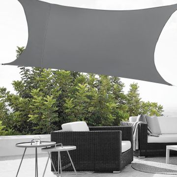 [en.casa] Tenda a Vela Parasole Oscurante Protezione Raggi UV e Vento Impermeabile Rettangolare 3m x 4m Grigio Scuro