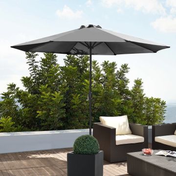 Ombrellone da Giardino con Palo Centrale in Acciaio - Altezza 230 cm - Ombrellone da Spiaggia / Terrazza con Telo Idrorepellente Ø 3 m - Grigio