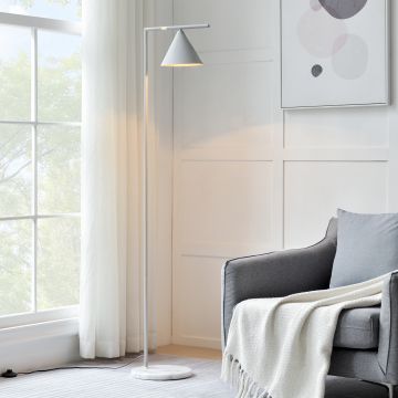 Lampada da Terra 'Leicester' Piantana in Metallo con Paralume a Cono - Altezza 160 cm - Bianco [lux.pro] 