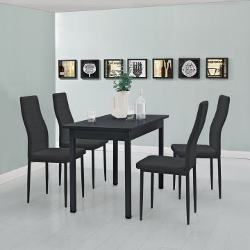 [en.casa] Tavolo da Pranzo Turku 120 x 60 cm 4 Posti Tavolo da Cucina MDF Acciaio Nero