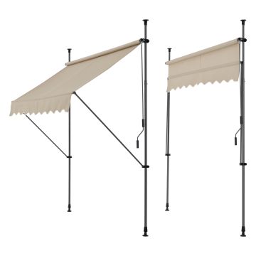 Tenda da Sole a Muro con Pali di Supporto Telescopici Parasole 150 x 120 cm (LxP) color Sabbia pro.tec