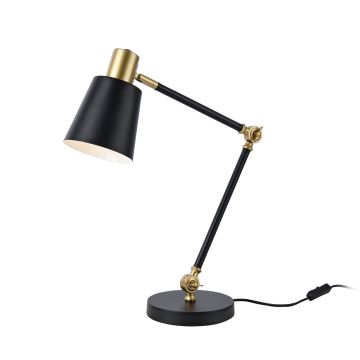 Lampada da Tavolo Abergele Braccio Regolabile Metallo Nero e color Oro lux.pro