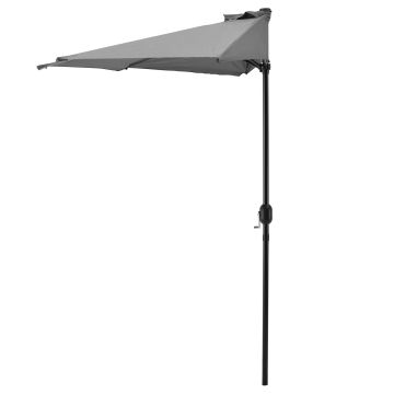 [casa.pro] Ombrellone a semicerchio (Ø300cm) (grigio) Ombrellone con manovella / Ombrellone da mercato / Ombrellone da giardino / Semicerchio