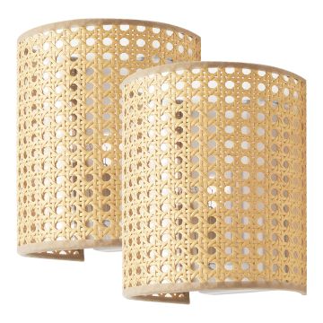 Set di 2 Applique per Interni Ascot a Paralume Semicilindrico - Effetto Rattan lux.pro 