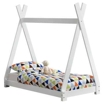 Letto per Cameretta Onejda a Forma di Capanna 70 x 140 cm Bianco [en.casa] 