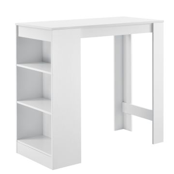 [en.casa] Bancone Tavolo Alto da Bar 110 x 50 x 103 cm Penisola Cucina con 3 Ripiani - Bianco