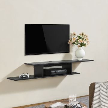 Mensola TV Støvring Sospesa a Muro 21 x 150 x 25 cm Nero [en.casa] 