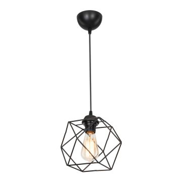 Lampada a Sospensione 'Brentwood' con Paralume a Gabbia Poligonale in Metallo Stile Industriale - Nero [lux.pro]