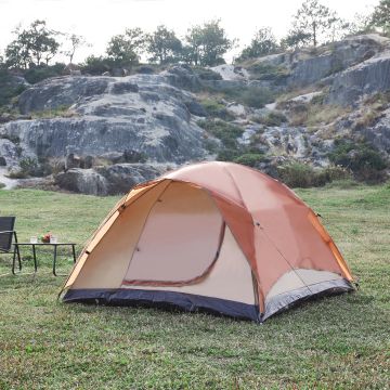 Tenda da Campeggio Bergeijk per 2-3 Persone 213 x 213 x 130 cm Marrone-Ruggine pro.tec