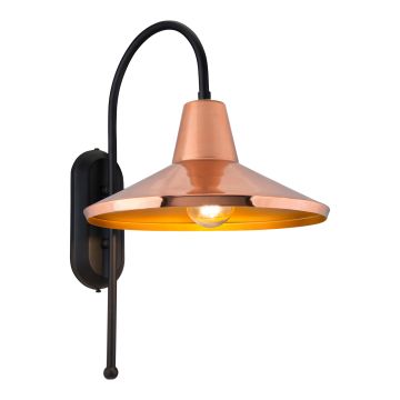 Lampada a Muro 'Kirkcaldy' Applique con Paralume a Sospensione - Metallo - Nero/Rame/Ottone [lux.pro]