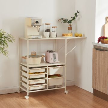 Carrello da Cucina Sørfold Portatutto 100 x 37 x 85 cm Acciaio Bianco [en.casa] 