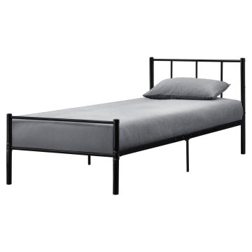 [en.casa] Struttura Letto in Metallo con Testiera e Pediera 90 x 200 cm Nero