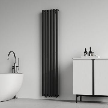 Termosifone Nore ad Acqua Calda Pannello Singolo con Elementi Tubolari 180 x 36 cm Nero [neu.haus] 