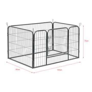 Recinzione in Acciaio per Animali Piccoli 125 x 85 x 70 cm Recinto Pieghevole per Cuccioli con 2 Chiusure di Sicurezza Recinto Divisore