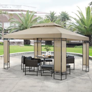 Padiglione Decorativo 'Lanciano' 400 x 300 x 265 cm Gazebo per Eventi - Beige [en.casa]