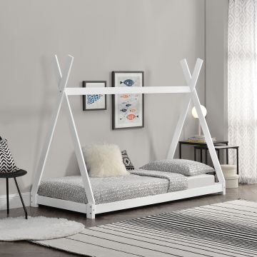 Letto per Cameretta Onejda a Forma di Capanna 90 x 200 cm Bianco [en.casa]