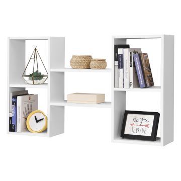 Mensola da Parete con 5 Scomparti a Cubo/Rettangolo 101 x 18 x 60 cm Scaffale Pensile a Forma di  H con Ripiani Portaoggetti Libreria - Bianco Opaco