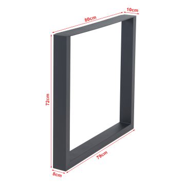 Set di 2 Gambe Rettangolari Makers per Mobili Fai da Te 72 x 80 cm Acciaio Nero [en.casa] 