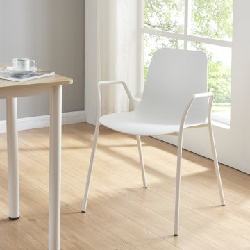 Sedia da Sala Kankaanpää Seduta Schienale Monoblocco - Bianco [en.casa] 