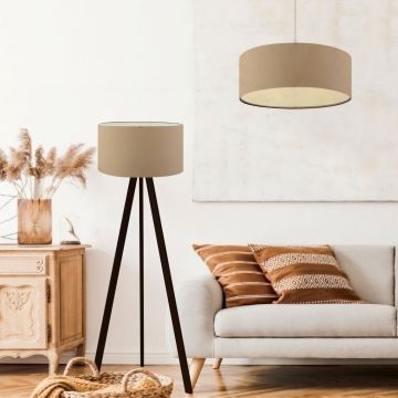 Set di 2 Lampade 'Scunthorpe' Composto di 1 Piantana - Lampada da Terra e 1 Lampadario - Lampada a Sospensione con Paralumi di Forma Cilindrica in Tessuto - Vari Colori - lux.pro 