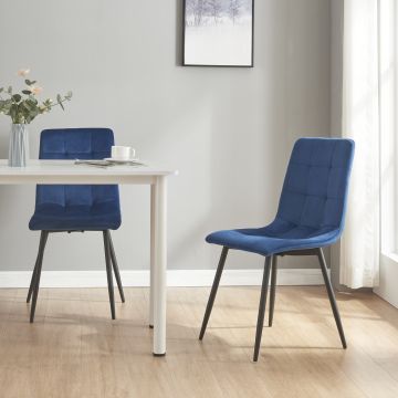 Set Lexnitz di 2 Sedie da Sala Pranzo Effetto Velluto Blu Scuro [en.casa] 