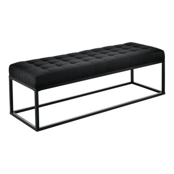 Panca per Interni Salta Ottomana Imbottita Trapuntata 120x40x38 cm Nero pro.tec