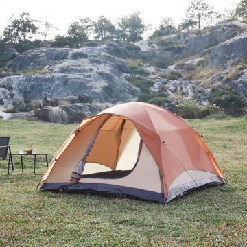 Tenda da Campeggio Bergeijk per 2-3 Persone 213 x 213 x 130 cm Marrone-Ruggine pro.tec