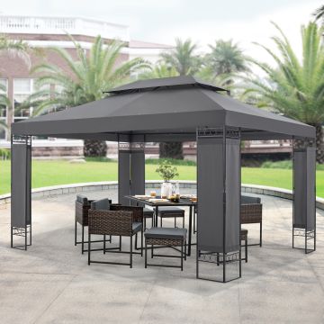 Padiglione Decorativo 'Lanciano' 400 x 300 x 265 cm Gazebo per Eventi - Grigio Scuro [en.casa]