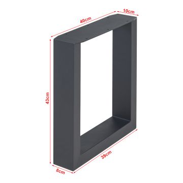 Set di 2 Gambe Rettangolari Makers per Mobili Fai da Te 43 x 40 cm Acciaio Nero [en.casa] 