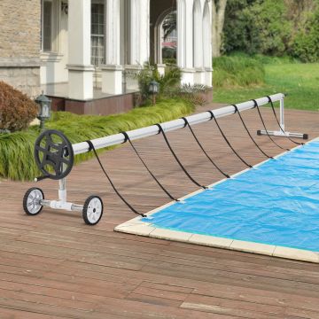 Avvolgitore Mobile 'Amorgo' per Telo da Piscina e Solare, Barra Telescopica Regolabile tra 300 - 630 cm [en.casa] 