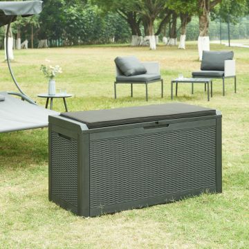 Baule da Esterno Atella Cassapanca - Nero effetto Rattan casa.pro 