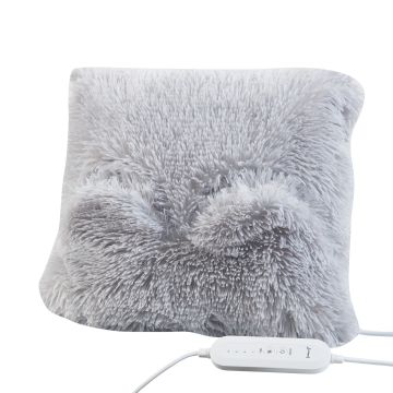 Cuscino Elettrico Capurso Termoforo 40 x 40 cm in Tessuto Peluche Grigio [en.casa] 