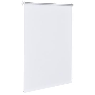 Tenda a Rullo per Interni 45 x 150 cm Tenda Oscurante in Tessuto Avvolgibile con Manovra a Catena Meccanismo Cambio Lato Fissaggio Senza Fori - Bianco