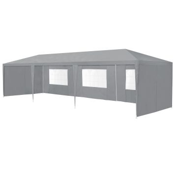 [casa.pro] Gazebo da Giardino 900 x 300 x 255 cm Tenda da Giardino Struttura in Acciaio Pieghevole Impermeabile Grigio scuro