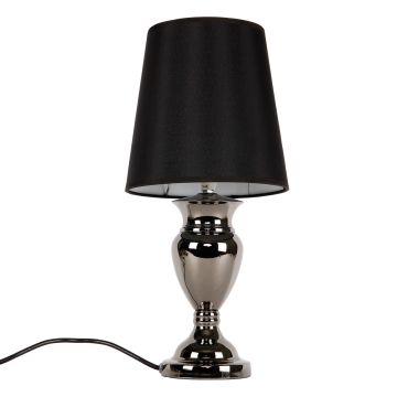 Lampada da Tavolo - Altezza 48 cm, E14 40W - Lampada da Comodino con Paralume/Abat-jour in Tessuto - Nero [lux.pro] 